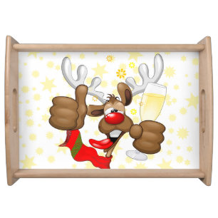 Reindeer Drunk Funny Christmas Character Serving Tray
