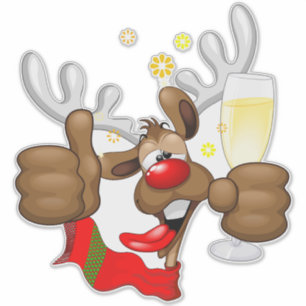Reindeer Drunk Funny Christmas Character Sticker