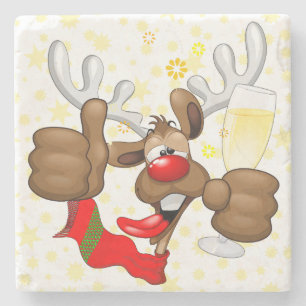 Reindeer Drunk Funny Christmas Character Stone Coaster