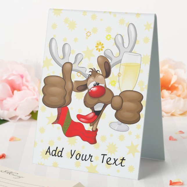 Reindeer Drunk Funny Christmas Character Table Tent (In SItu (Wedding))