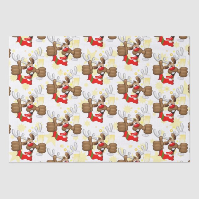 Reindeer Drunk Funny Christmas Character Tissue Paper (Front)