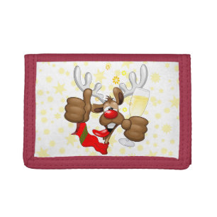 Reindeer Drunk Funny Christmas Character Trifold Wallet