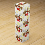 Reindeer Drunk Funny Christmas Character Wine Box<br><div class="desc">Funny Christmas Reindeer Cartoon Character,  Looking really Drunk and groggy,  after the Party,  with still a Glass with Champagne on its paw and with thumb up. Original Vector Graphic Art Copyright BluedarkArt TheChameleonArt.</div>