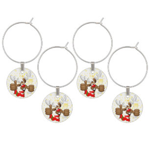Reindeer Drunk Funny Christmas Character Wine Charm