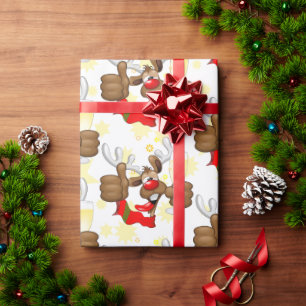 Reindeer Drunk Funny Christmas Character Wrapping Paper