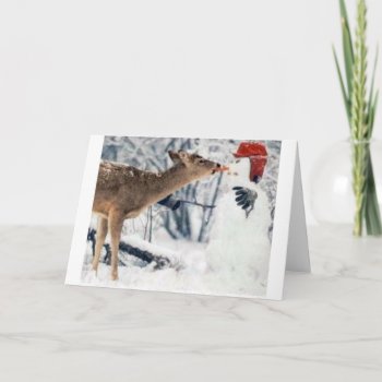 Reindeer Eating Snowman Holiday Card by Unique_Christmas at Zazzle