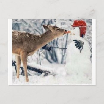 Reindeer Eating Snowman Postcard by Unique_Christmas at Zazzle