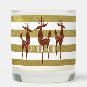 Reindeer elegant vintage gold and white striped scented candle