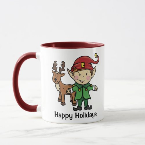 Reindeer  Elf Happy Holidays Mug