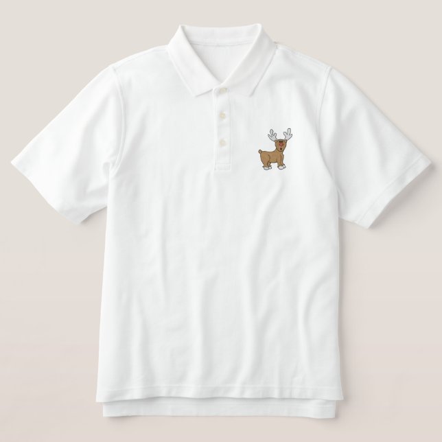 Reindeer Embroidered Polo Shirt (Design Front)