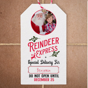 Reindeer Express from Santa Name & Photo Christmas Gift Tags