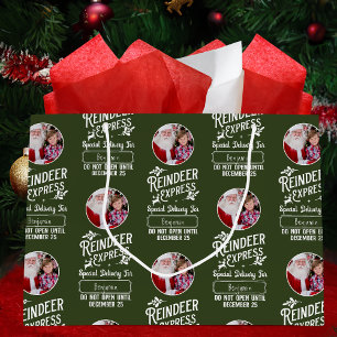 Reindeer Express from Santa, Photo Christmas Green Large Gift Bag