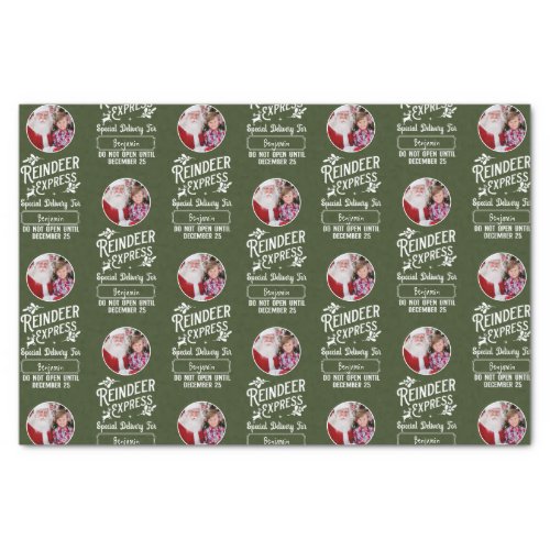 Reindeer Express from Santa Photo Christmas Green Tissue Paper