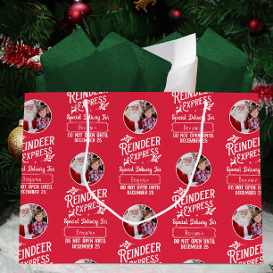 Reindeer Express from Santa w/ Photo Christmas Red Large Gift Bag