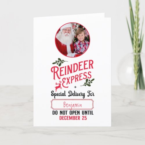 Reindeer Express Kid Name  Photo Christmas Holiday Card