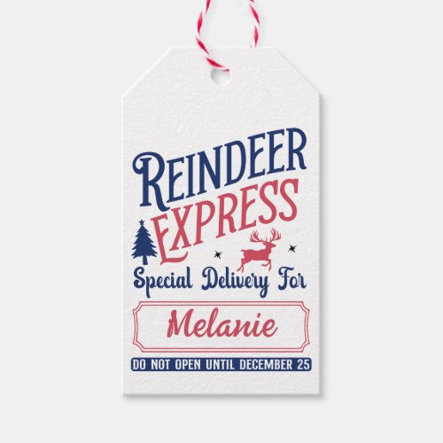 REINDEER EXPRESS SPECIAL DELIVERY  GIFT TAGS