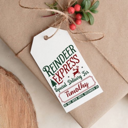 REINDEER EXPRESS SPECIAL DELIVERY  GIFT TAGS