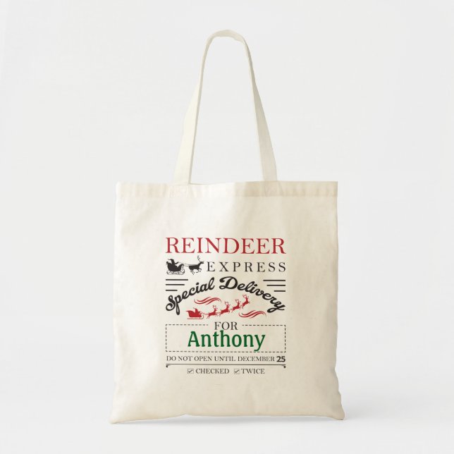 Reindeer Express Special Delivery Tote Bag (Front)