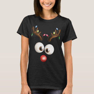 Reindeer face costume Funny Xmas Christmas Illustr T-Shirt