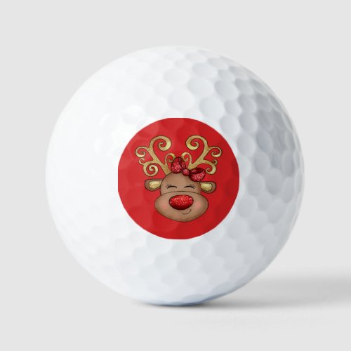 Reindeer face cute Christmas Golf Balls