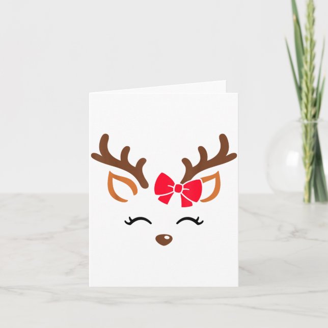 Reindeer Face Gles Christmas Costume Xmas Pajama G Card (Front)