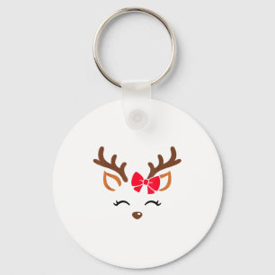 Reindeer Face Gles Christmas Costume Xmas Pajama G Keychain