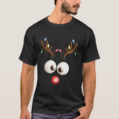 Reindeer Face Illustration T_Shirt