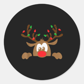 Reindeer Face Matching Family Christmas Deer Girl Classic Round Sticker