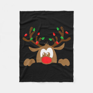 Reindeer Face Matching Family Christmas Deer Girl Fleece Blanket
