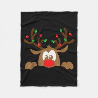 Reindeer Face Matching Family Christmas Deer Girl Fleece Blanket
