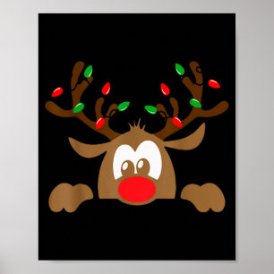 Reindeer Face Matching Family Christmas Deer Girl Poster