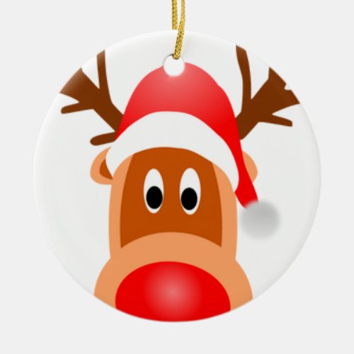 Reindeer face on ceramic ornament