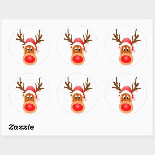 Reindeer face on classic round sticker
