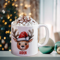 Reindeer Face Personalized Kids Mug