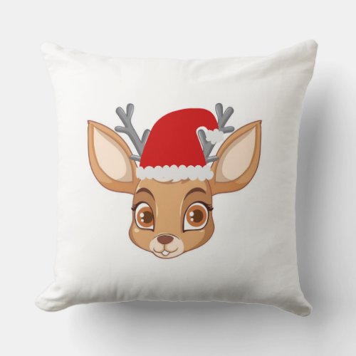 Reindeer face throw pillow