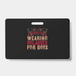Reindeer Face, Wearing Glasses For Boys Badge
