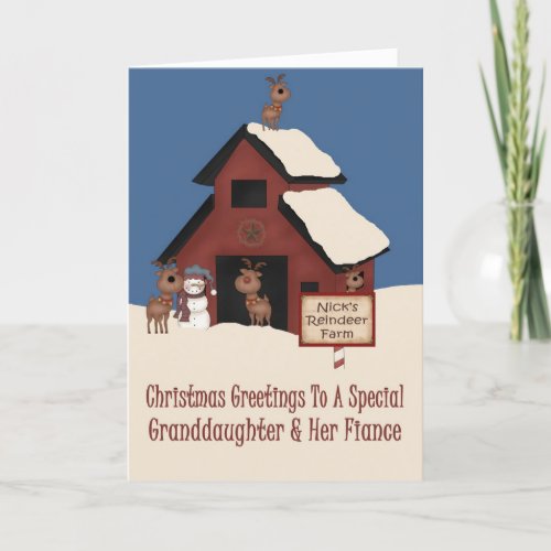 Reindeer Farm Granddaughter  Fiance Christmas Holiday Card
