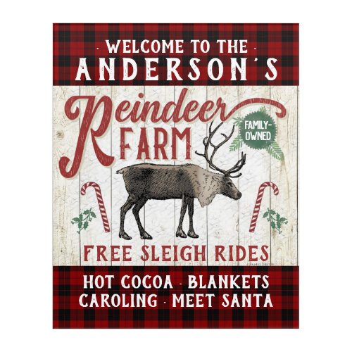 Reindeer Farm Rustic Vintage Farmhouse Custom Name Acrylic Print