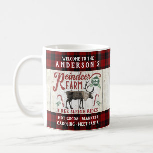 Reindeer Farm Rustic Vintage Farmhouse Custom Name Coffee Mug