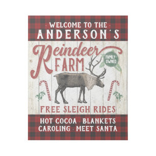 Reindeer Farm Rustic Vintage Farmhouse Custom Name Gallery Wrap