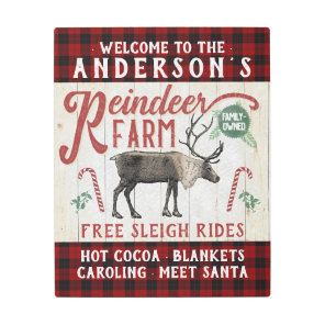 Reindeer Farm Rustic Vintage Farmhouse Custom Name Metal Print