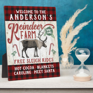 Reindeer Farm Rustic Vintage Farmhouse Custom Name Plaque