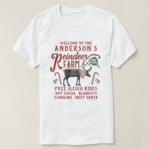 Reindeer Farm Rustic Vintage Farmhouse Custom Name T-Shirt