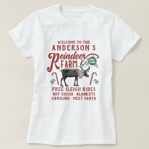 Reindeer Farm Rustic Vintage Farmhouse Family Name T_Shirt