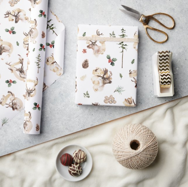 Reindeer Farmhouse Christmas Tree Farm | Holiday Wrapping Paper (Crafts)