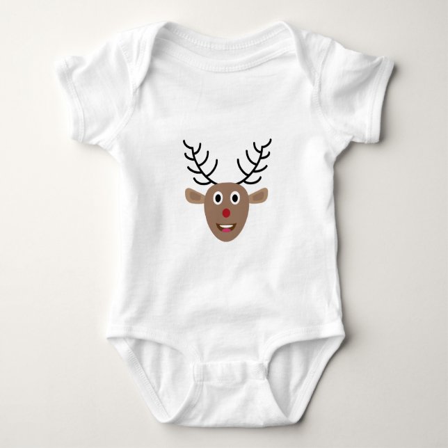 Reindeer Festive Christmas Cute Baby Bodysuit (Front)