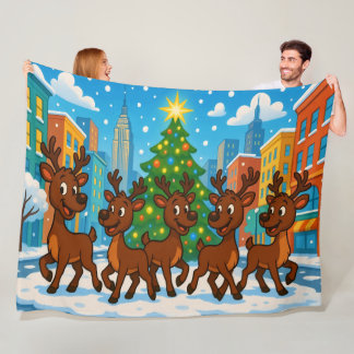 Reindeer Fleece Christmas Blanket