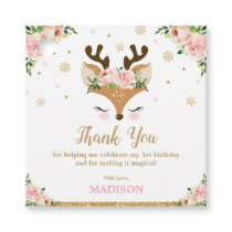 Reindeer Floral Snowflakes Birthday Thank You Favor Tags