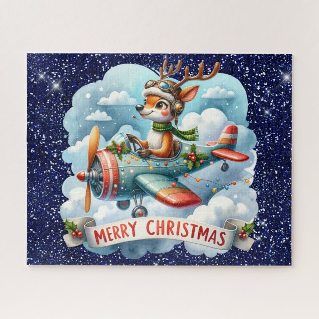Reindeer Flying Airplane Puzzle (Horizontal)