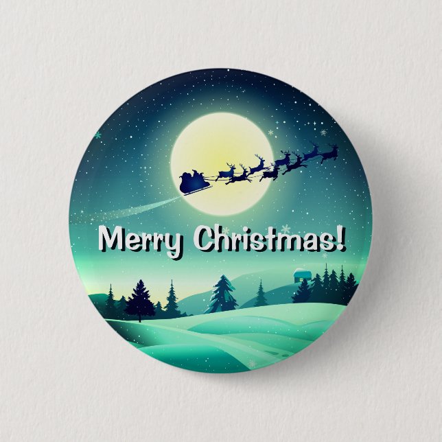 Reindeer Flying Sleigh Button (Front)
